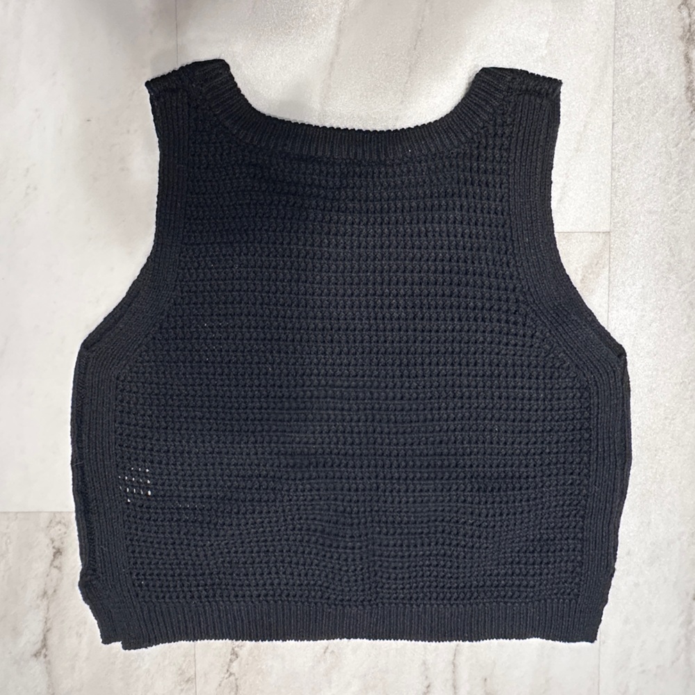 Lulus Get the Look Black Loose Knit Sweater Tank Top (NWT) - Picture 8 of 8